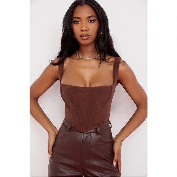NEW House of CB Ninetta Top Chocolate Brown XS - Picture 3 of 17